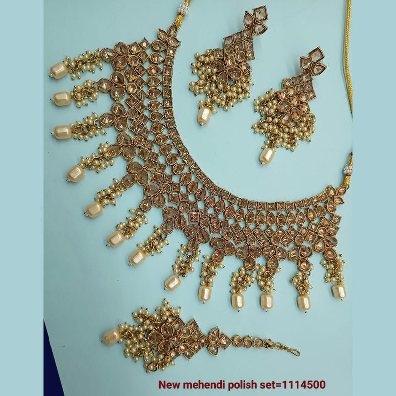 Padmawati Bangles Gold Plated Crystal Stone Necklace Set