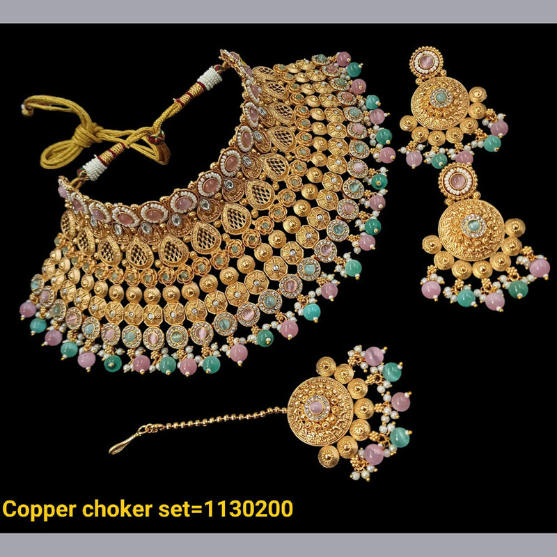 Padmawati Bangles Copper Gold Choker Necklace Set