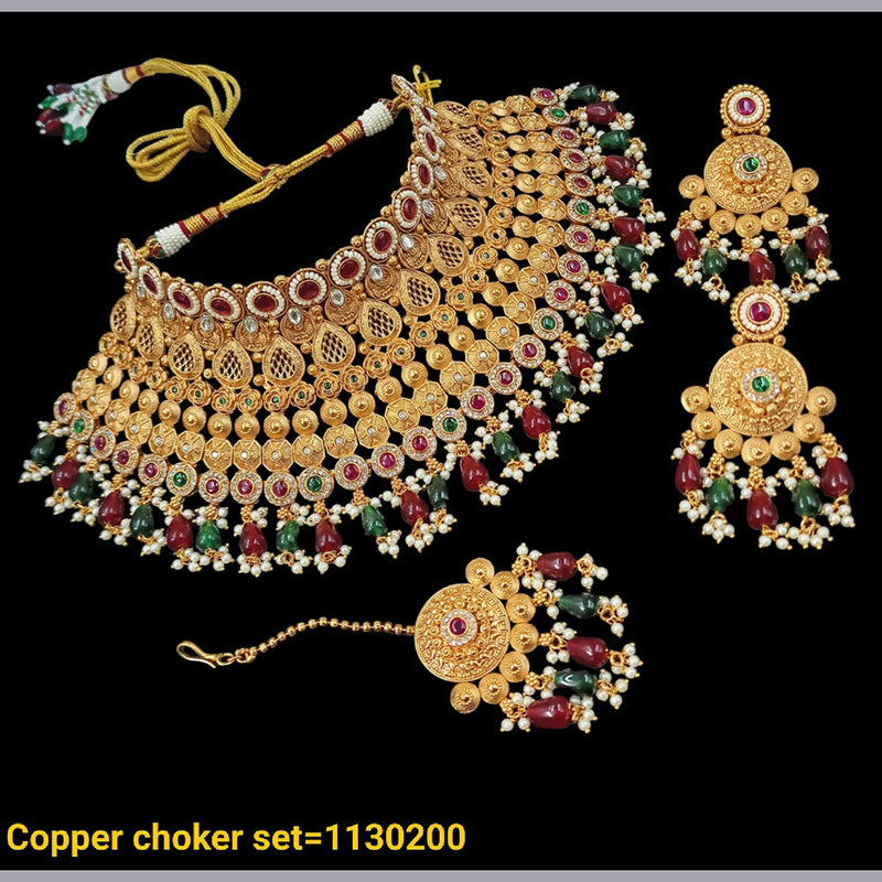 Padmawati Bangles Copper Gold Choker Necklace Set