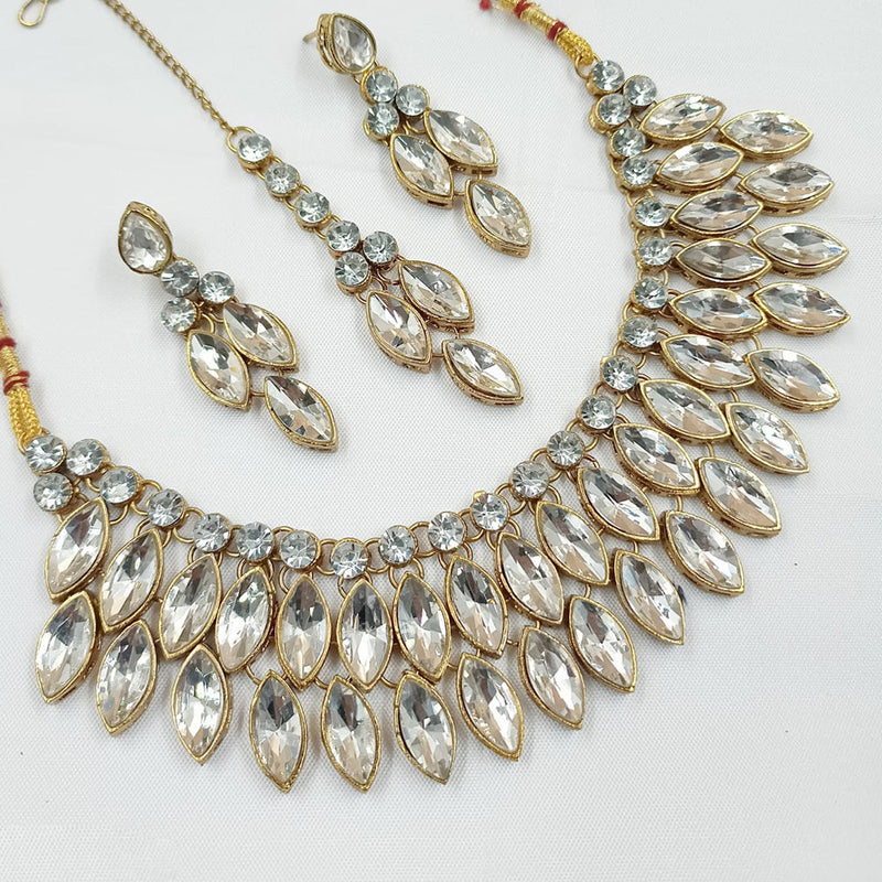 Padmawati Bangles Gold Plated Crystal Stone Necklace Set