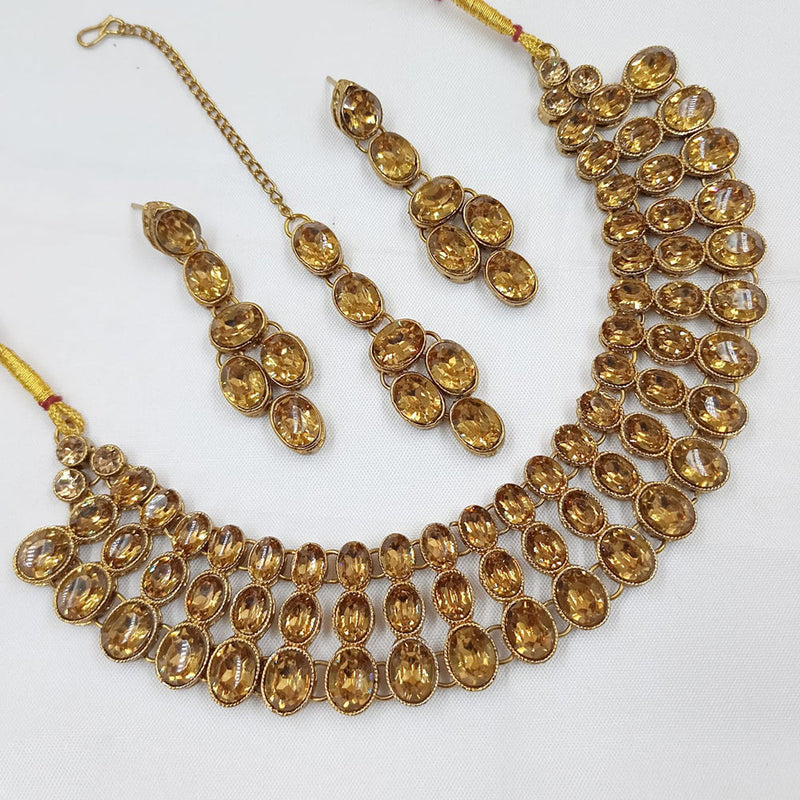 Padmawati Bangles Gold Plated Crystal Stone Necklace Set