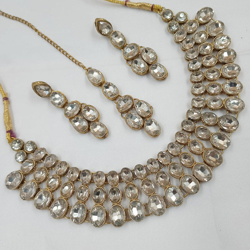 Padmawati Bangles Gold Plated Crystal Stone Necklace Set