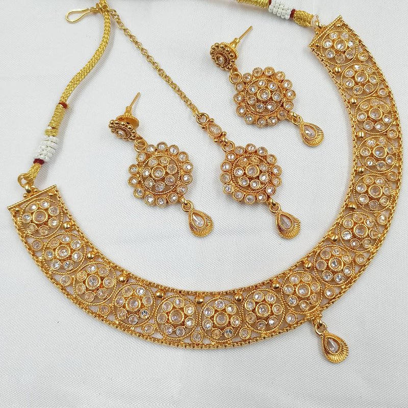 Padmawati Bangles Copper Gold Crystal Stone Necklace Set