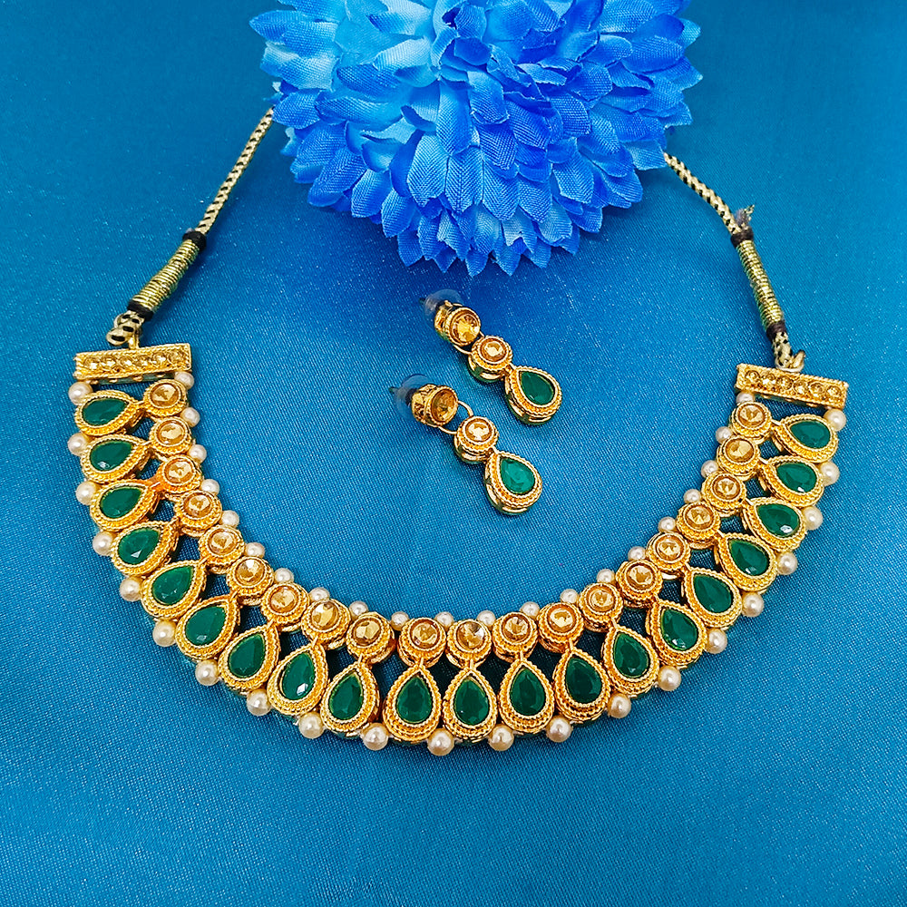 Midas Touch Kundan Stone Gold Plated Necklace Set