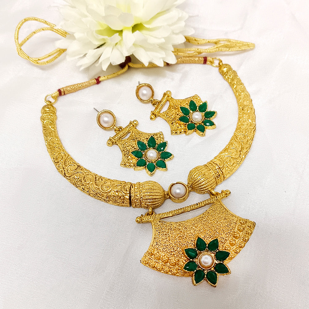 Midas Touch Kundan Stone Gold Plated Necklace Set