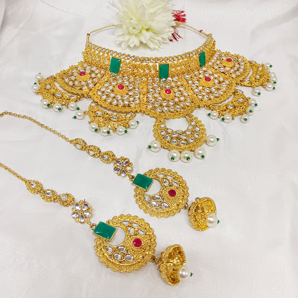 Midas Touch Kundan Stone Gold Plated Necklace Set