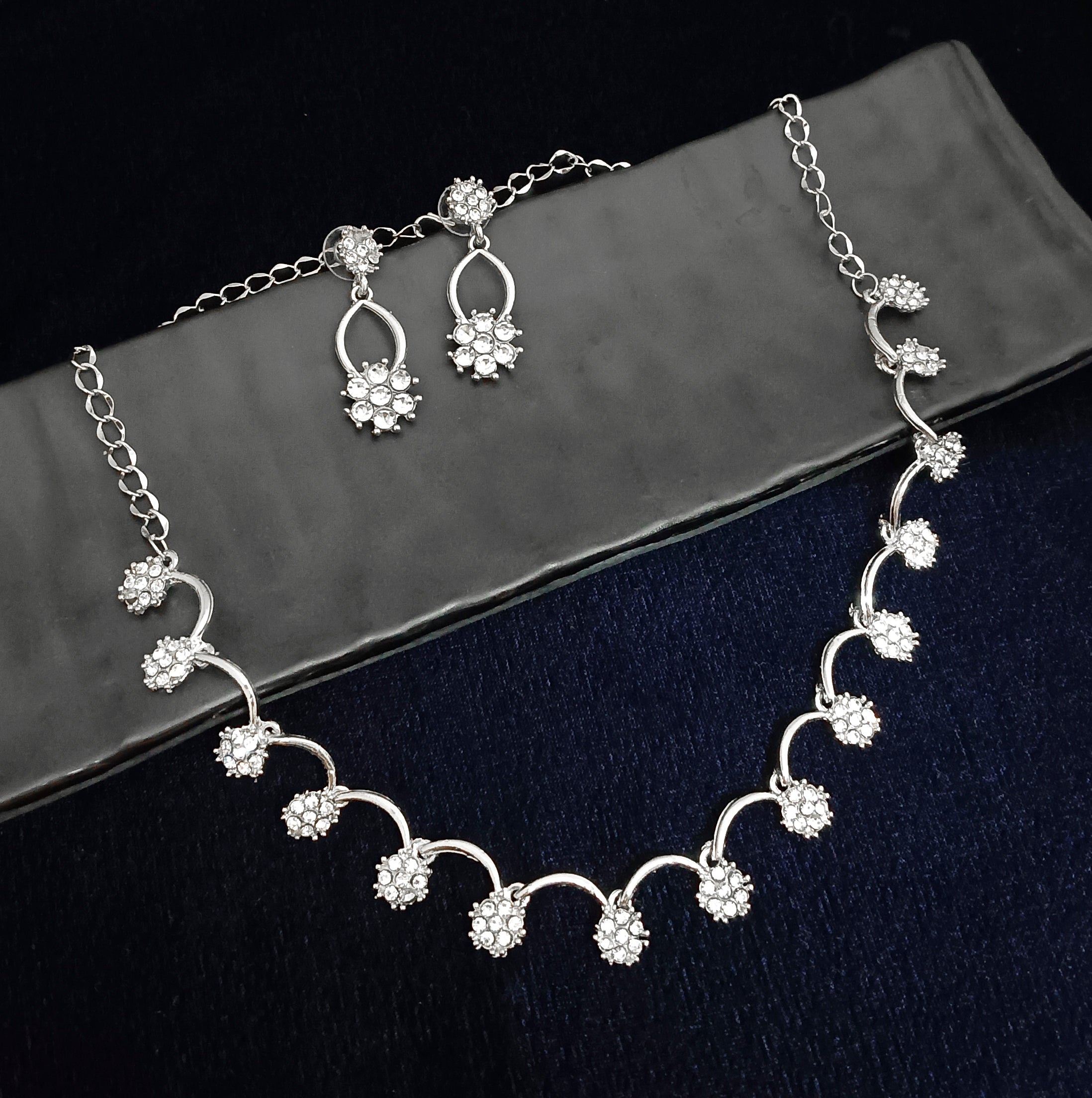 Midas Touch Austrian Stone Silver Plated Necklace Set