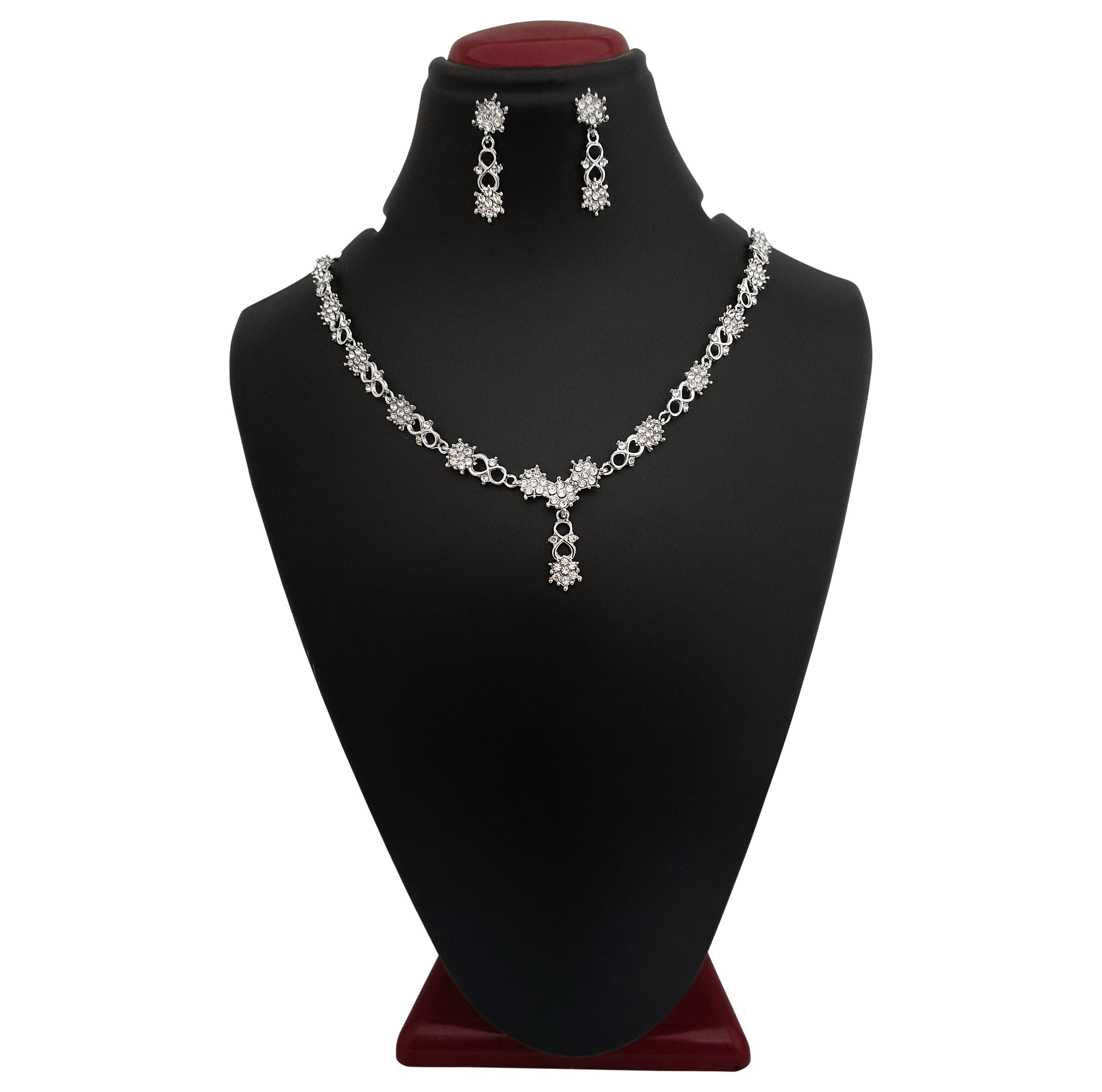 Midas Touch Austrian Stone Silver Plated Necklace Set