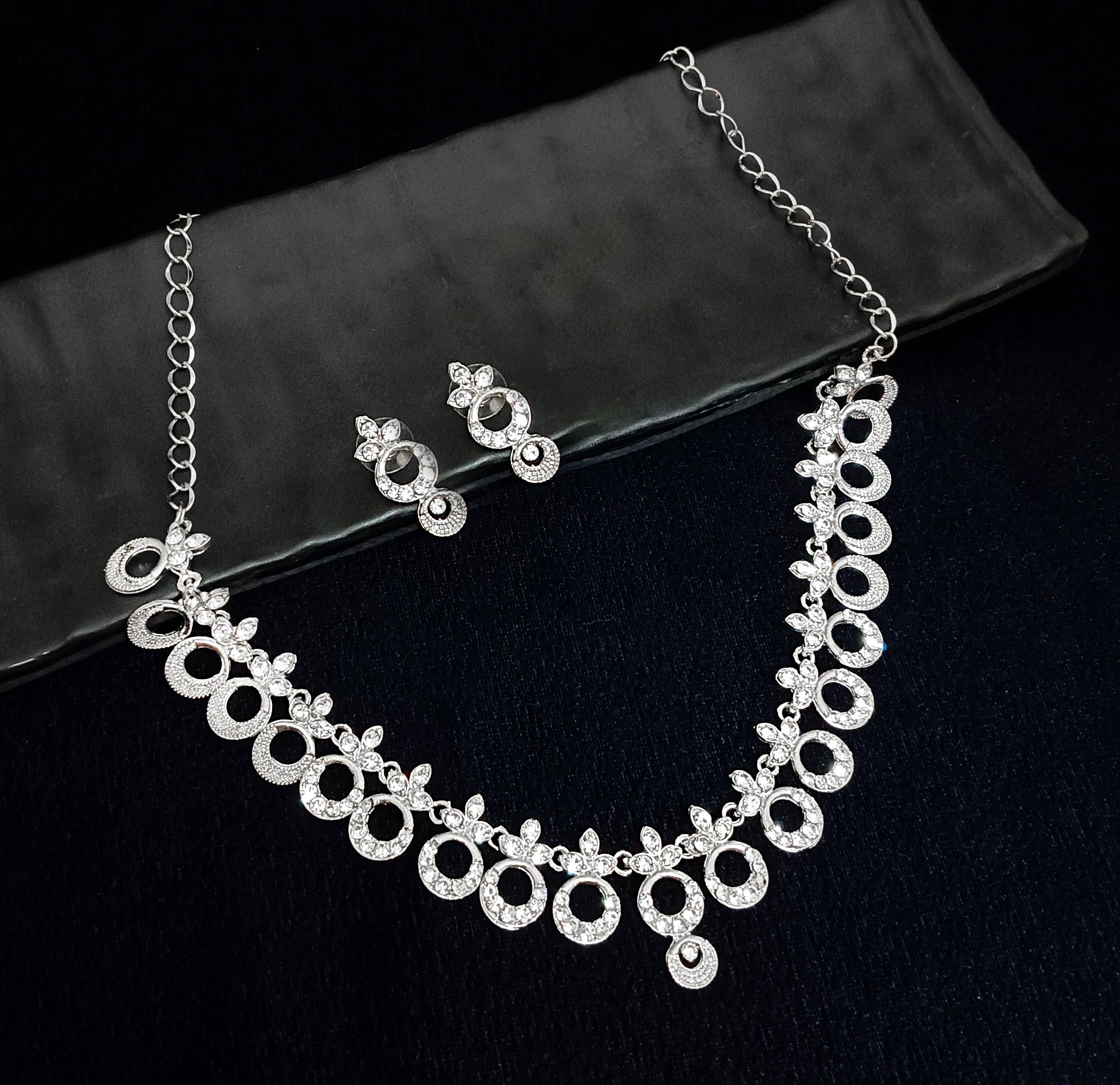 Midas Touch Austrian Stone Silver Plated Necklace Set