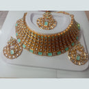 Neetu Art Gold Plated Kundan Stone Choker Necklace Set With Maangtikka