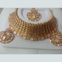Neetu Art Gold Plated Kundan Stone Choker Necklace Set With Maangtikka