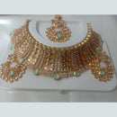 Neetu Art Gold Plated Kundan Stone Choker Necklace Set With Maangtikka