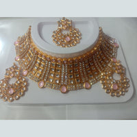 Neetu Art Gold Plated Kundan Stone Choker Necklace Set With Maangtikka