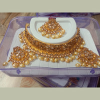 Neetu Art Gold Plated Kundan Stone Choker Necklace Set With Maangtikka