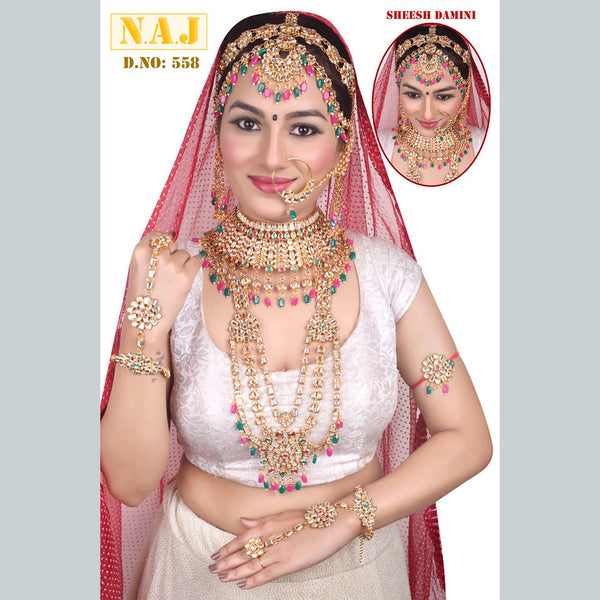 Neetu Art Gold Plated Kundan Bridal Jewellery Set for Women