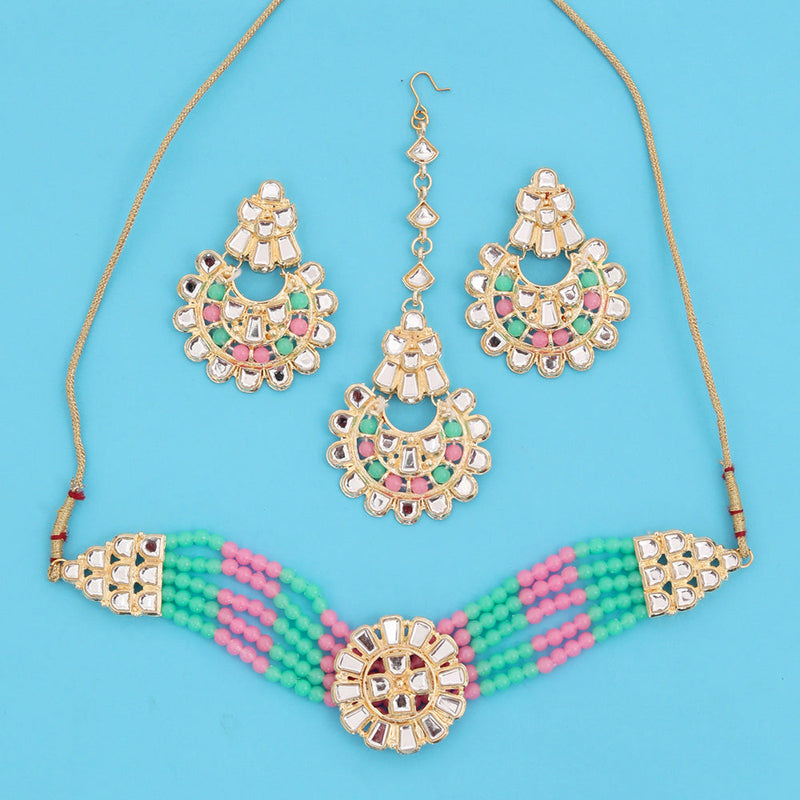 Neetu Art Gold Plated Kundan Choker Necklace Set