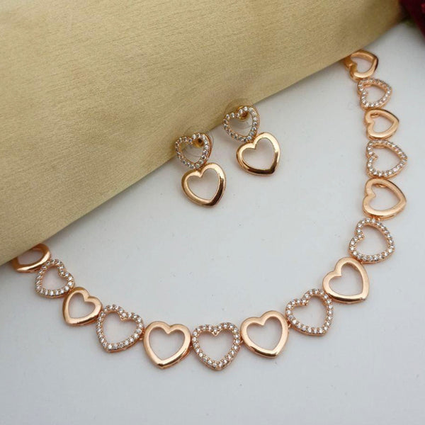 Manisha Jewellery Rose Gold Heart Shape Necklace Set