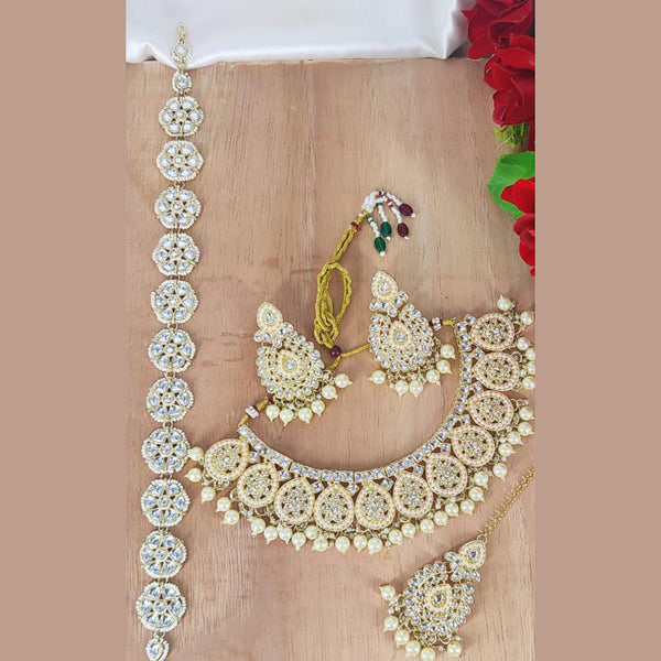 Manisha Jewellery Gold Plated Kundan Necklace Set With Sheeshphool