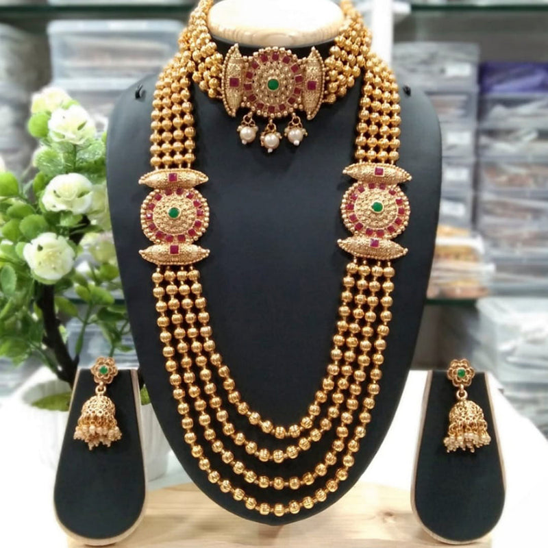 Manisha Jewellery Gold Plated Double Necklace Set