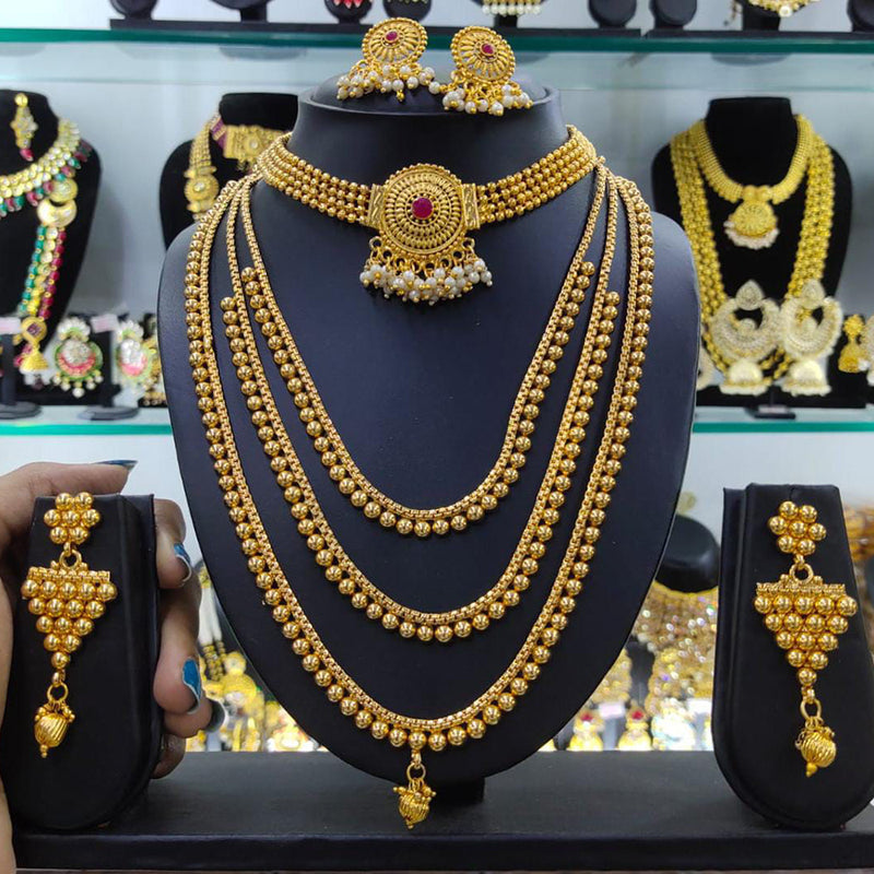 Manisha Jewellery Gold Plated Double Necklace Set