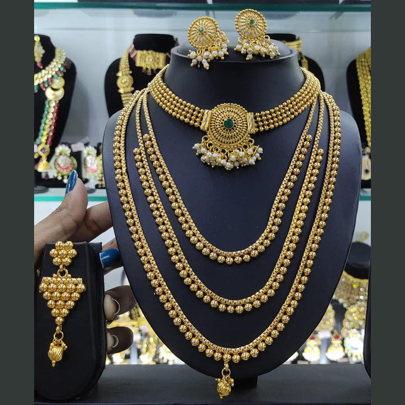 Manisha Jewellery Gold Plated Double Necklace Set