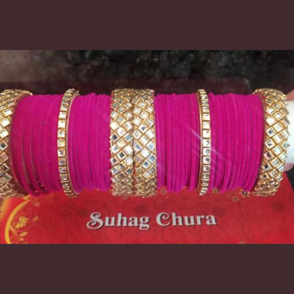 Manisha Gold Plated Velvet Bangles Set