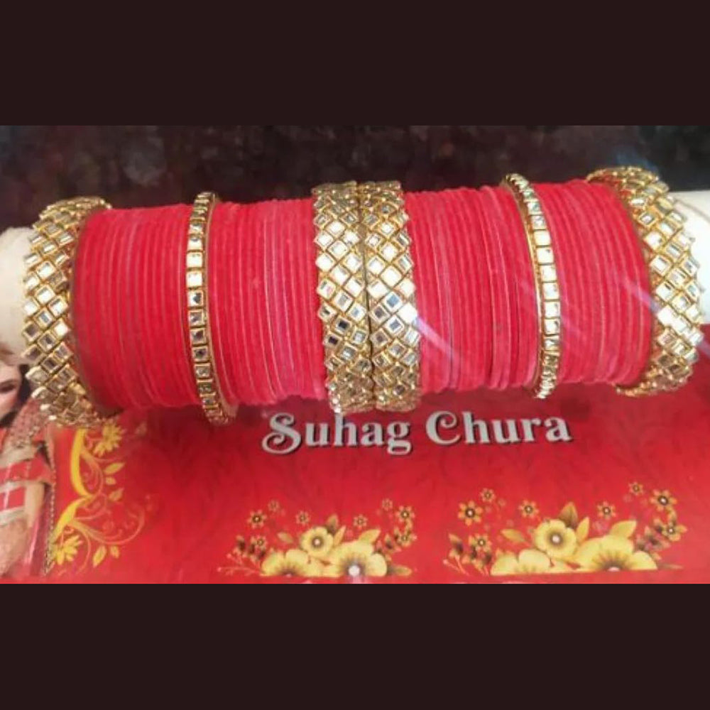 Manisha Gold Plated Velvet Bangles Set