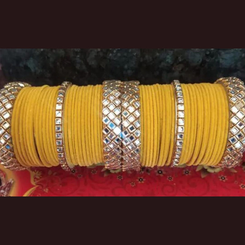 Manisha Gold Plated Velvet Bangles Set