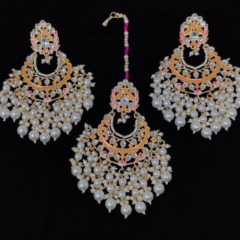 Manisha Jewellery Meenakari & Kundan Earrings With Maangtikka