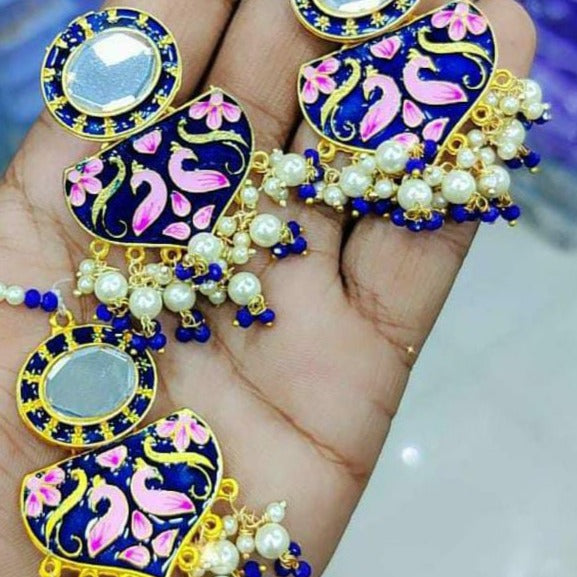 Manisha Jewellery Meenakari & Kundan Earrings With Maangtikka