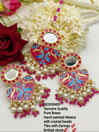 Manisha Jewellery Meenakari & Kundan Earrings With Maangtikka