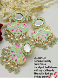 Manisha Jewellery Meenakari & Kundan Earrings With Maangtikka