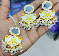 Manisha Jewellery Meenakari & Kundan Earrings With Maangtikka