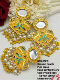 Manisha Jewellery Meenakari & Kundan Earrings With Maangtikka