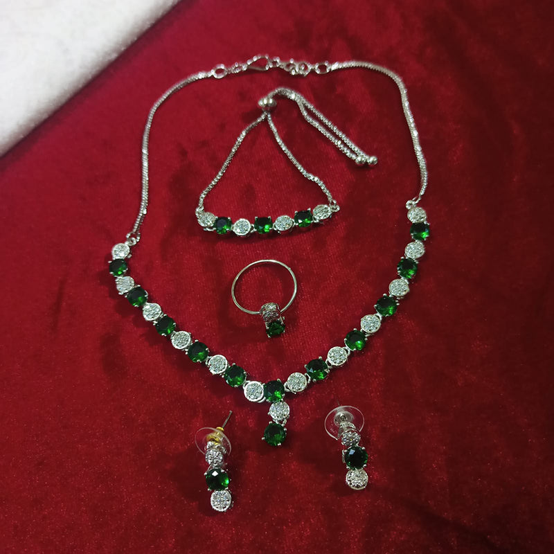 Manisha Jewellery Austrian Stone Necklace Set with Ring And Bracelet