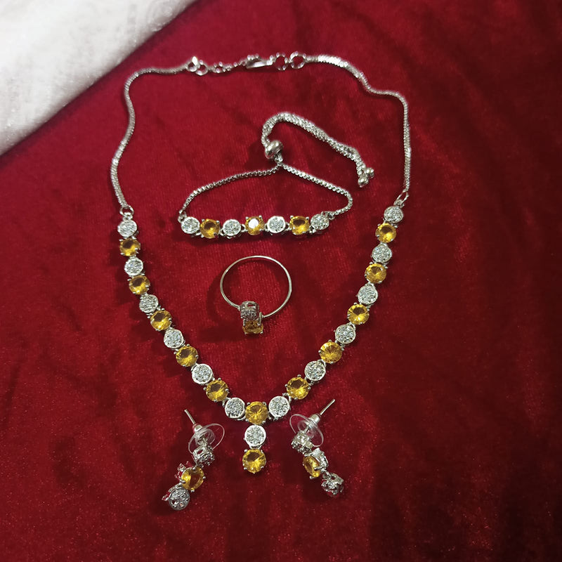 Manisha Jewellery Austrian Stone Necklace Set with Ring And Bracelet