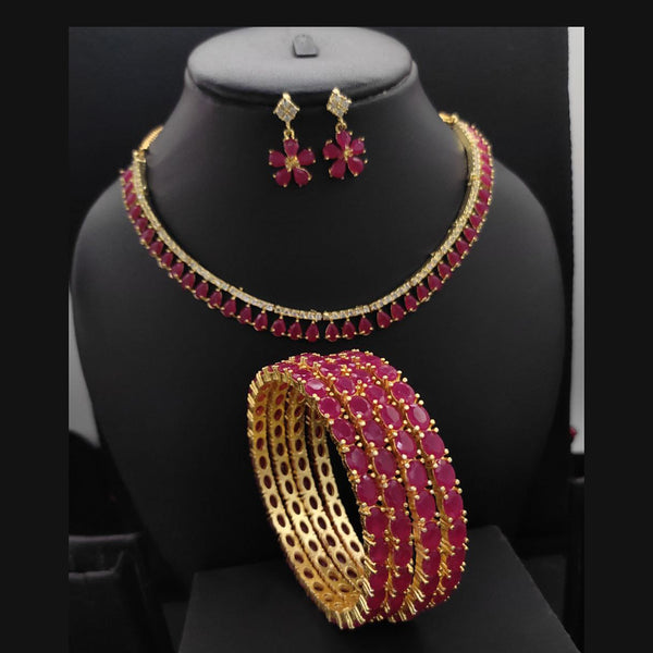 Manisha Jewellery Gold Plated Necklace And Bangles Set