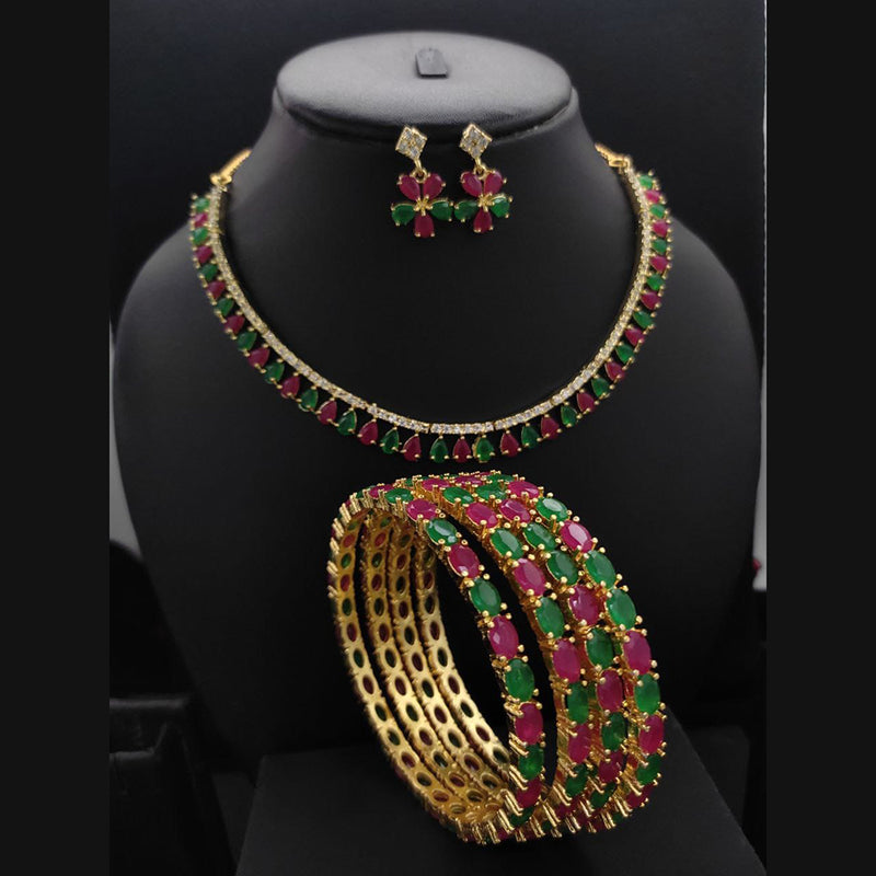 Manisha Jewellery Gold Plated Necklace And Bangles Set