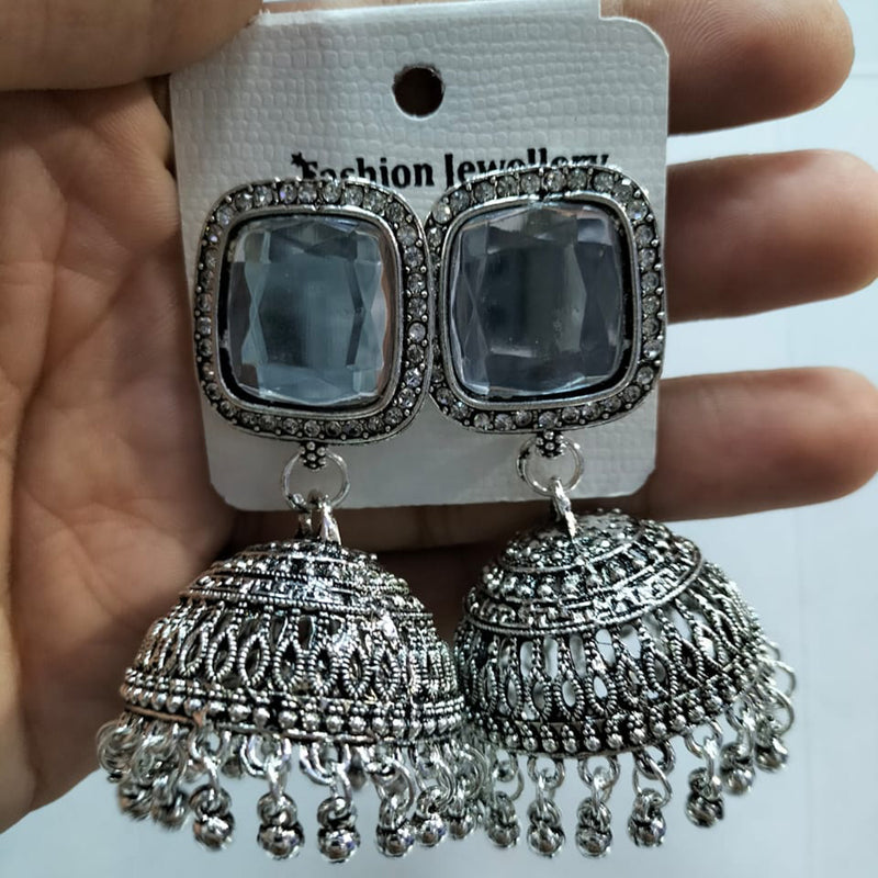 Manisha Jewellery Oxidized Plated Mirror Jhumki Earrings