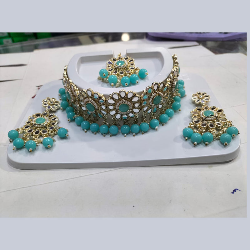 Manisha Jewellery Gold Plated Mirror & Beads Necklace Set