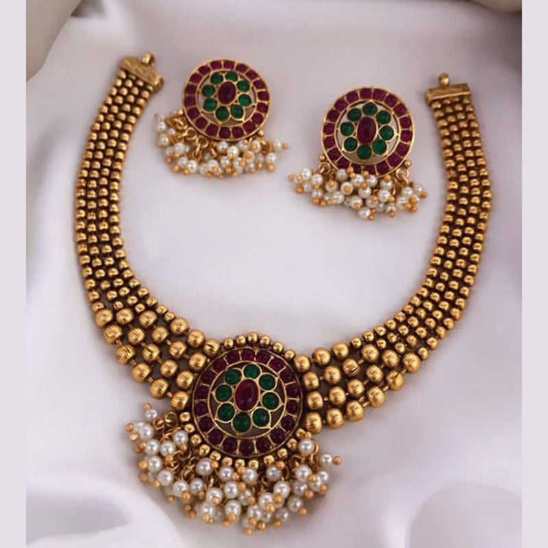 Manisha Jewellery Gold Plated Kundan Pota Stone Necklace Set