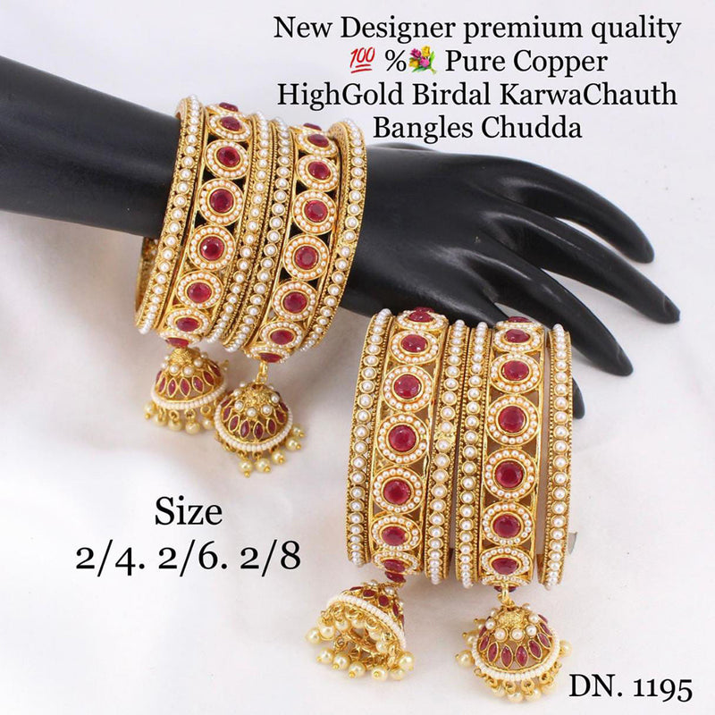 Manisha Jewellery Pota Stone Copper Bangles Set