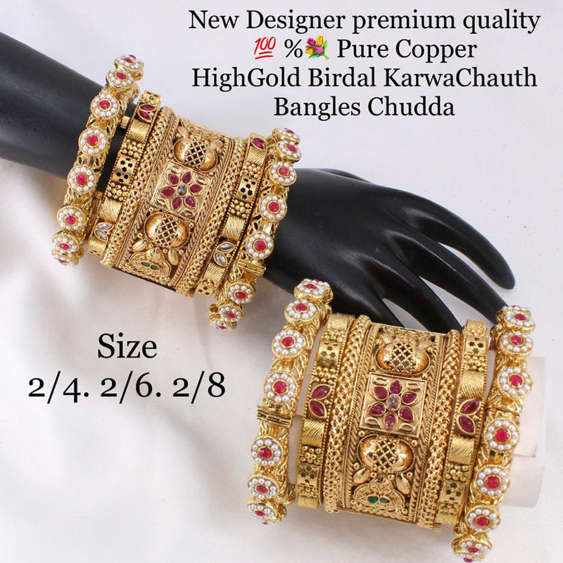 Manisha Jewellery Pota Stone Copper Bangles Set