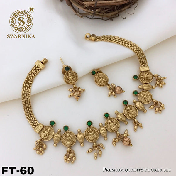 Manisha Jewellery Gold Plated Pota Stone Necklace Set