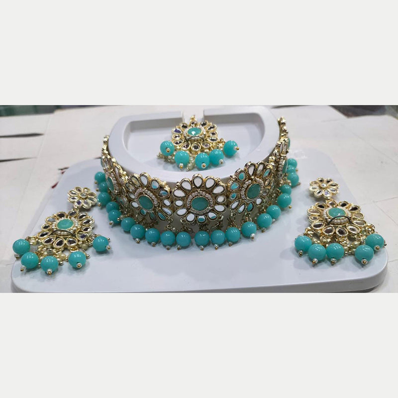 Manisha Jewellery Gold Plated Mirror & Beads Necklace Set