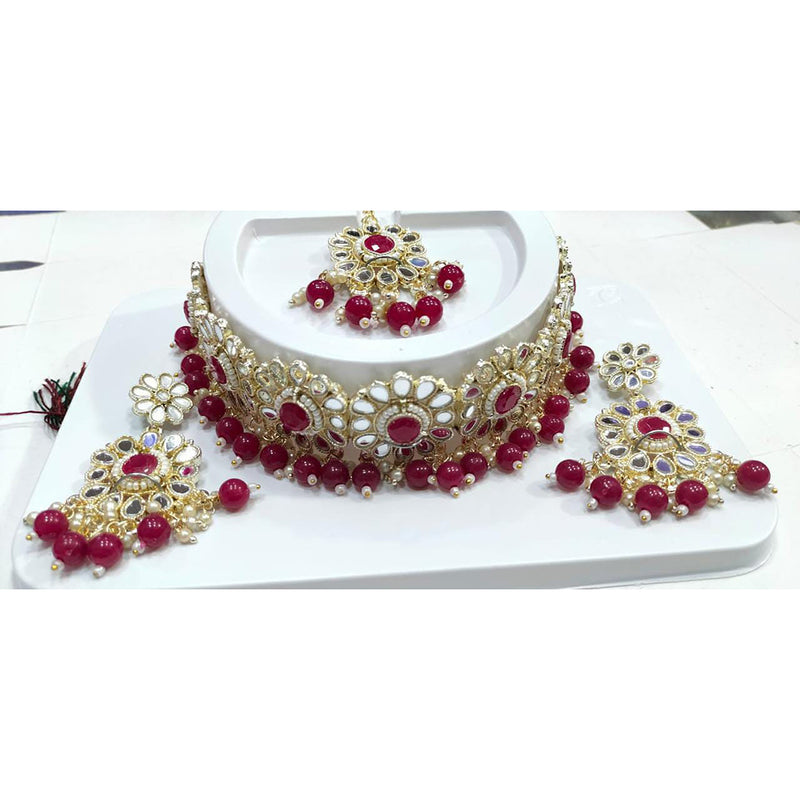 Manisha Jewellery Gold Plated Mirror & Beads Necklace Set