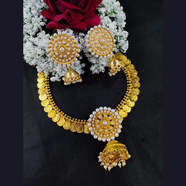 Manisha Jewellery Pota Stone Gold Plated Choker Necklace Set