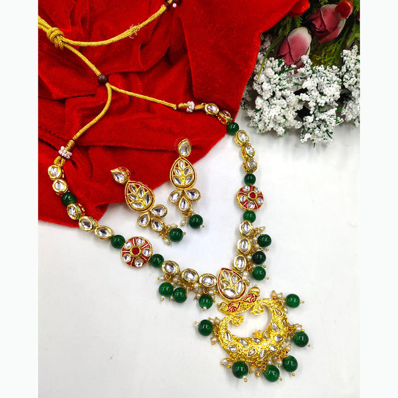 Manisha Jewellery Kundan Stone And Beads Gold Plated Choker Necklace Set