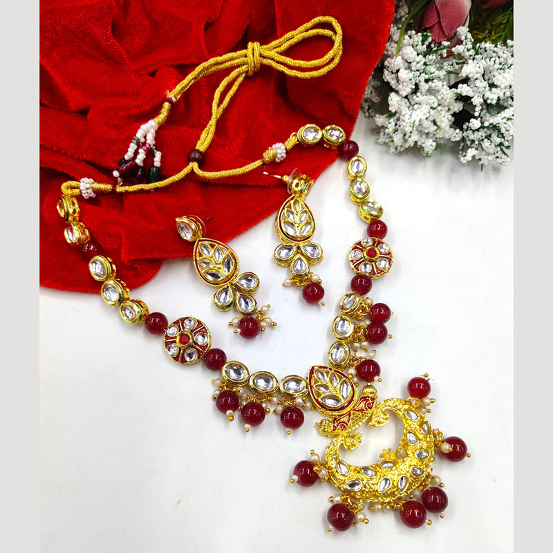 Manisha Jewellery Kundan Stone And Beads Gold Plated Choker Necklace Set