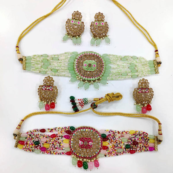 Manisha Jewellery Kundan Stone & Beads Necklace Set